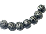 11205002 - Seven Gray Pearl Surface w/Black Lentil Beads
