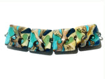 11605614 - Four Turquoise Silver Ivory Pillow Beads
