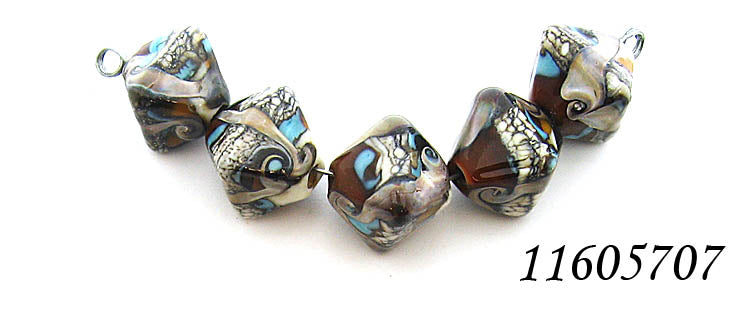 11605707 - Five Dark Brown Silver Ivory Crystal