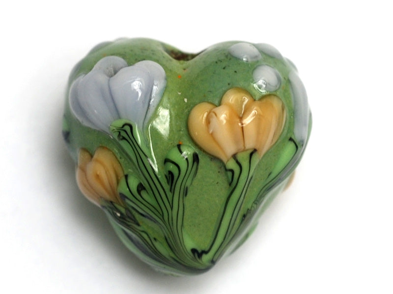 11805705 - Green w/Light Brown Flower Heart