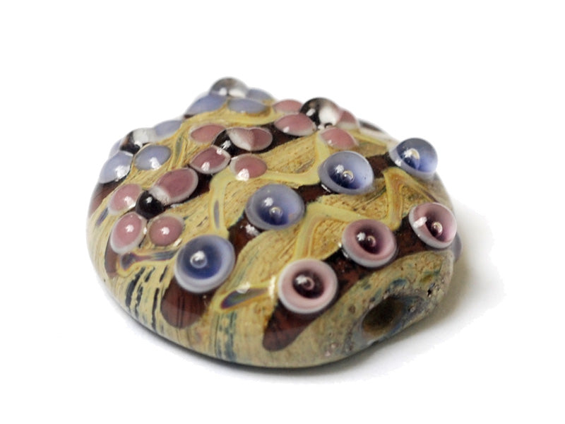 11805802 - Purple w/Beige Lentil Focal Bead