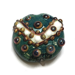 11806002 - Green w/Ivory Lentil Focal Bead