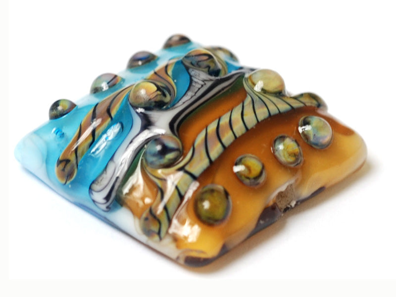 11806304 - Transparent Aqua w/Light Brown Focal Pillow Bead