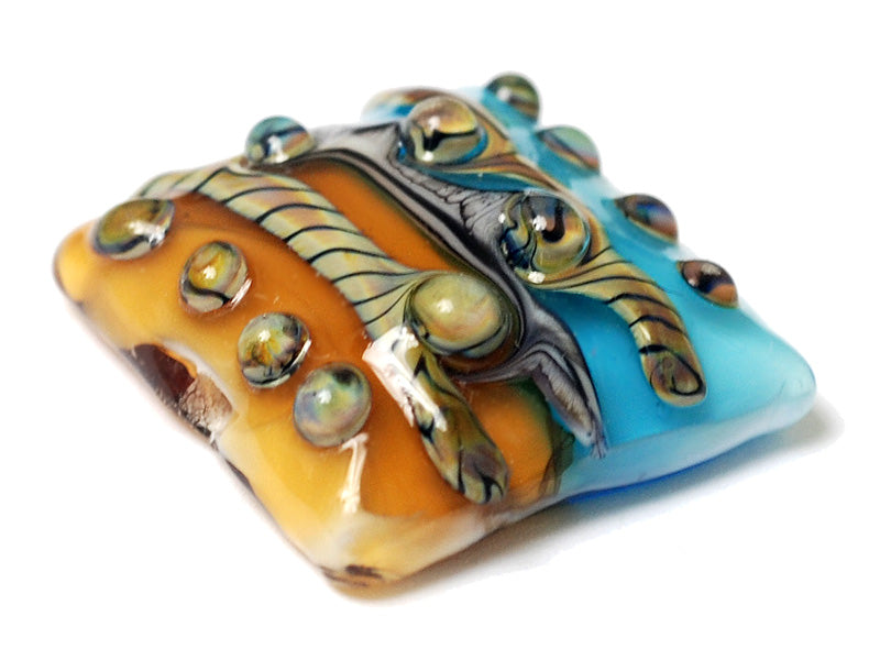 11806304 - Transparent Aqua w/Light Brown Focal Pillow Bead