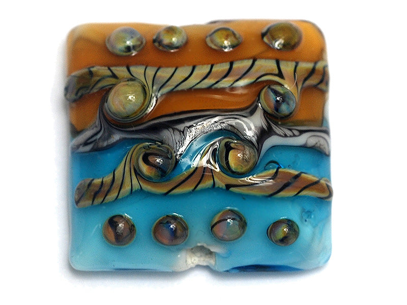 11806304 - Transparent Aqua w/Light Brown Focal Pillow Bead