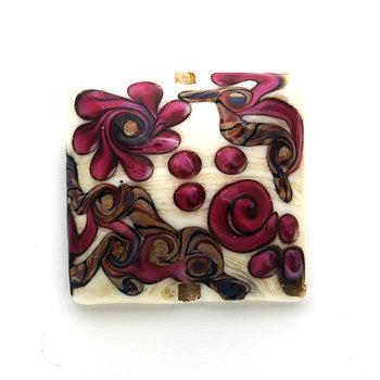 11806704 - Ivory w/Pink & Beige Stringer Pillow Focal Bead