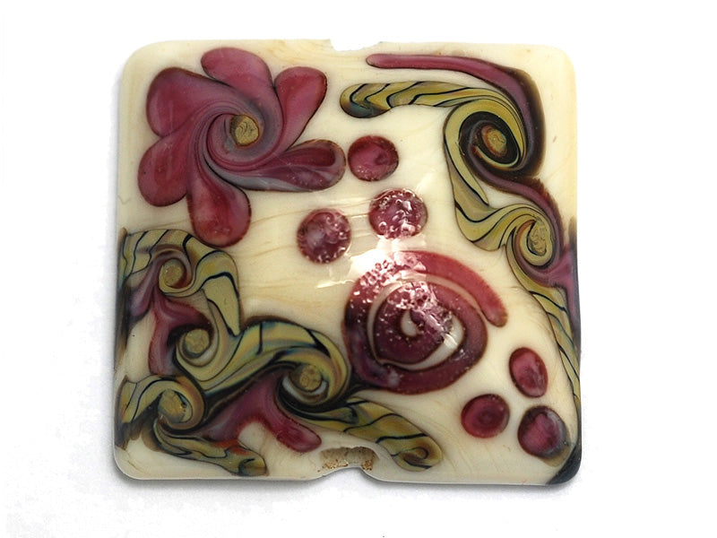 11806704 - Ivory w/Pink & Beige Stringer Pillow Focal Bead