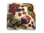 11806704 - Ivory w/Pink & Beige Stringer Pillow Focal Bead