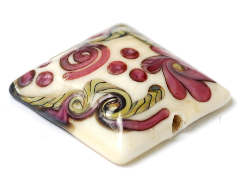 11806704 - Ivory w/Pink & Beige Stringer Pillow Focal Bead