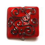 11807204 - Red w/Metal Color String Pillow Focal Bead