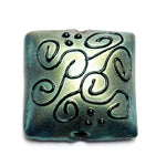 11808004 - Green Pearl Surface w/black String Pillow Focal Bead