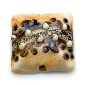 11808804 - Brown w/Ivory Pillow Focal Bead