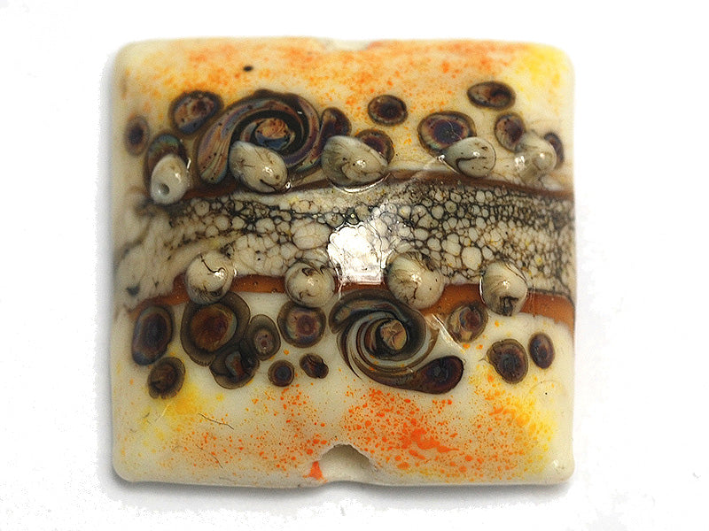 11808804 - Brown w/Ivory Pillow Focal Bead