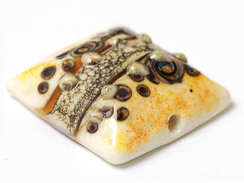 11808804 - Brown w/Ivory Pillow Focal Bead