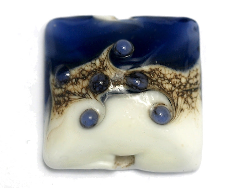 11808904 - White w/Ink Blue Pillow Focal Bead