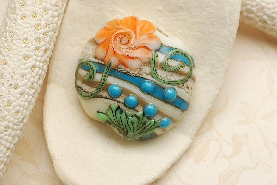 11809202 - Turquoise Autumn Lentil Focal Bead