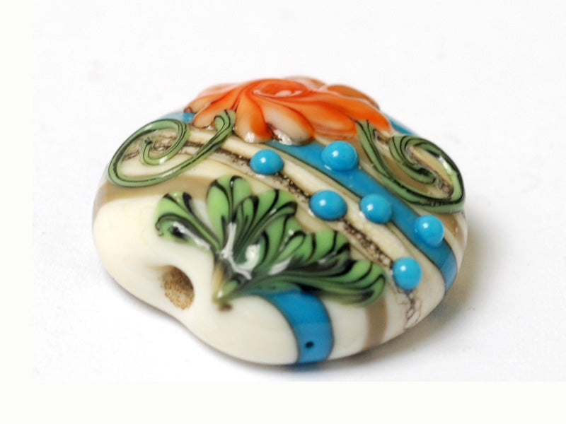 11809202 - Turquoise Autumn Lentil Focal Bead