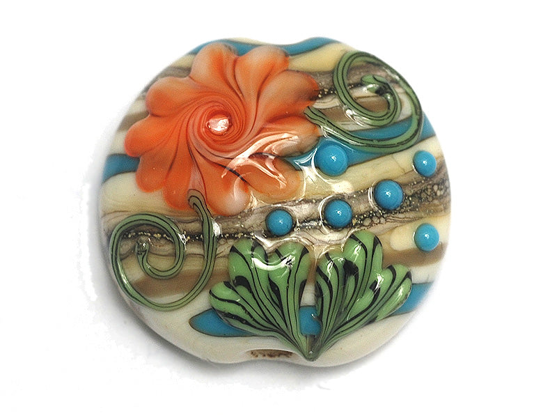 11809202 - Turquoise Autumn Lentil Focal Bead