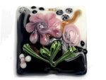 11809304 - White & Black w/Pink Flower Pillow Focal Bead
