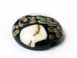 11809402 - Blue w/Pink Raised Flower Lentil Focal Bead