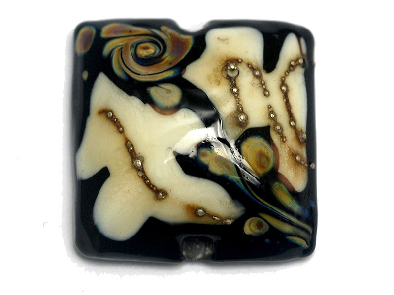11809504 - Black/Ivory & Beige Pillow Focal Bead