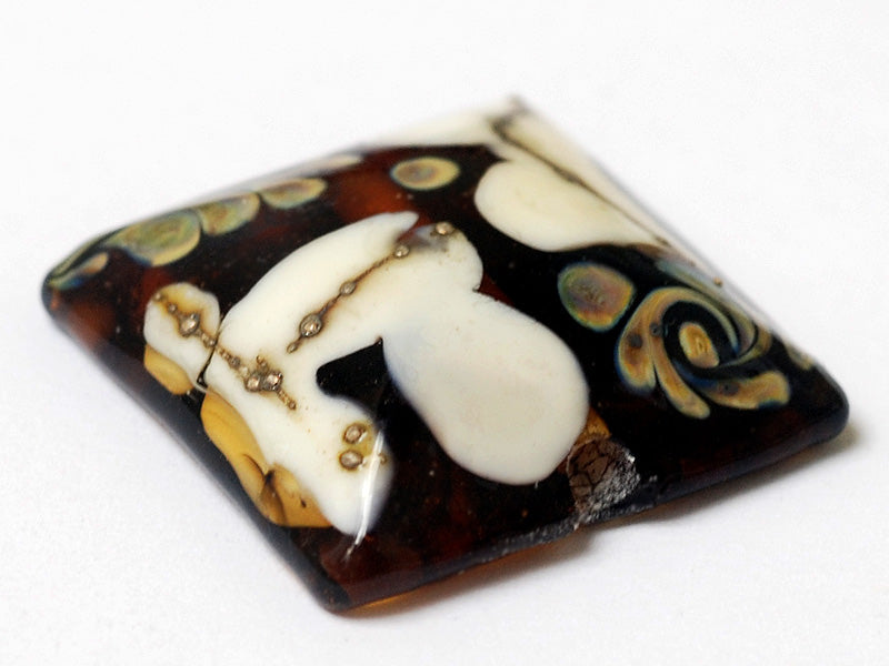 11809704 - Dark Brown w/Ivory Pillow Focal Bead