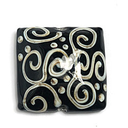 11810304 - Black w/Silver Ivory String Pillow Focal Bead