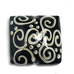 11810304 - Black w/Silver Ivory String Pillow Focal Bead