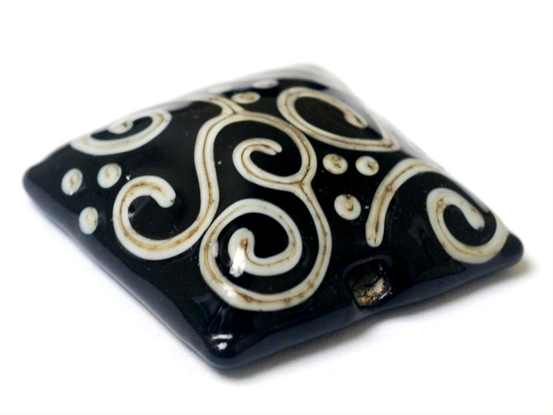 11810304 - Black w/Silver Ivory String Pillow Focal Bead