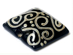 11810304 - Black w/Silver Ivory String Pillow Focal Bead