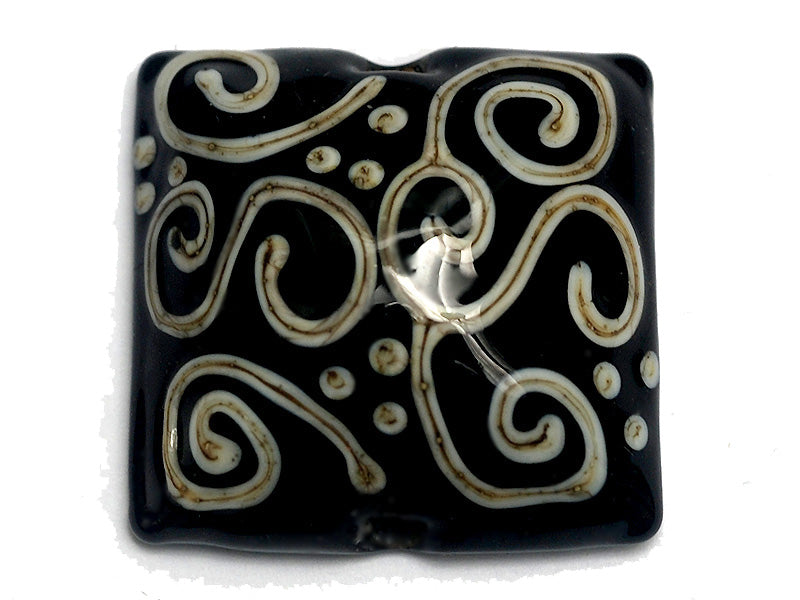 11810304 - Black w/Silver Ivory String Pillow Focal Bead