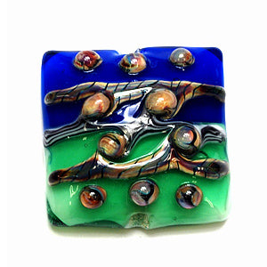 11810804 - Green & Blue w/Yellow Strips Pillow Focal Bead