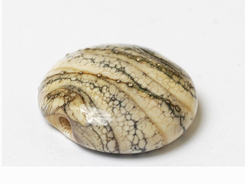 11810902 - Dark Ivory w/Silver Lentil Focal Bead