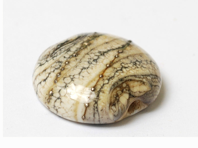 11810902 - Dark Ivory w/Silver Lentil Focal Bead