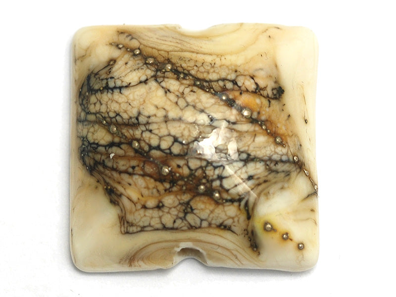 11810904 - Dark Ivory w/Silver Pillow Focal Bead