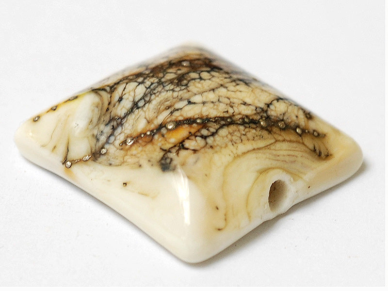 11810904 - Dark Ivory w/Silver Pillow Focal Bead