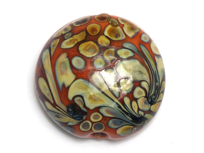 11811702 -  Coral w/Beige Lentil Focal Bead