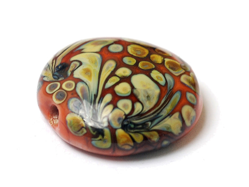 11811702 -  Coral w/Beige Lentil Focal Bead
