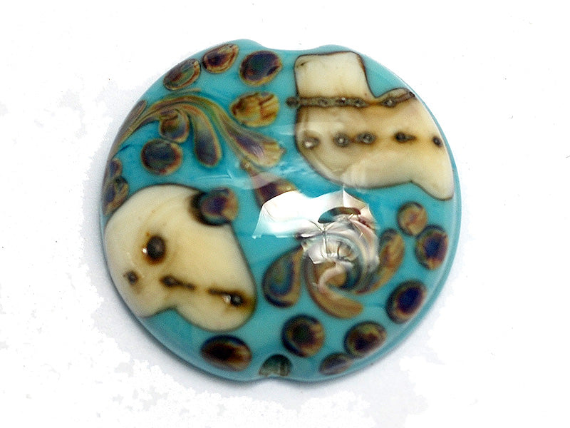 11811802 - Turquoise/Ivory & Beige Lentil Focal Bead