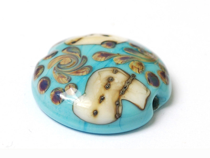 11811802 - Turquoise/Ivory & Beige Lentil Focal Bead