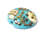 11811802 - Turquoise/Ivory & Beige Lentil Focal Bead