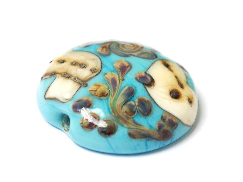 11811802 - Turquoise/Ivory & Beige Lentil Focal Bead