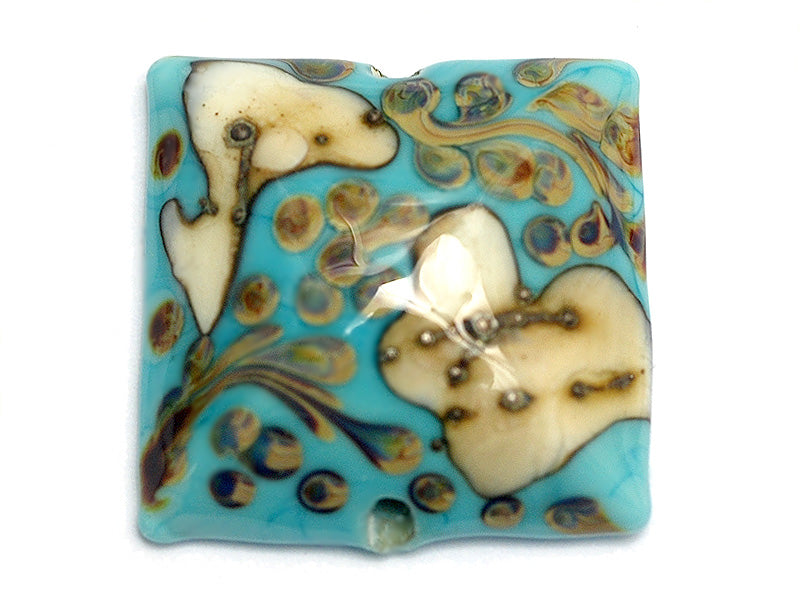 11811804 - Turquoise/Ivory & Beige Pillow Focal Bead