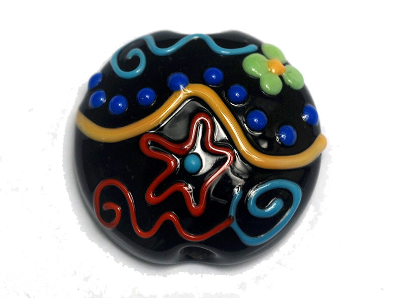 11812102 - Black Based Fiesta Lentil Focal Bead