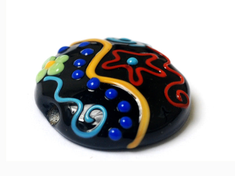 11812102 - Black Based Fiesta Lentil Focal Bead