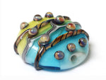 11812202 - Blue & Green Stripe Lentil Focal Bead