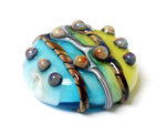 11812202 - Blue & Green Stripe Lentil Focal Bead