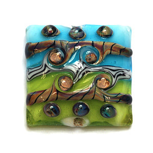 11812204 - Blue & Green Stripe Pillow Focal Bead