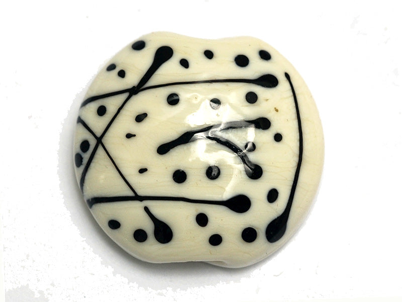11812702 - Ivory w/Black Lentil Focal Bead