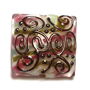 11812804 - Light Pink w/Metal Stringer Pillow Focal Bead